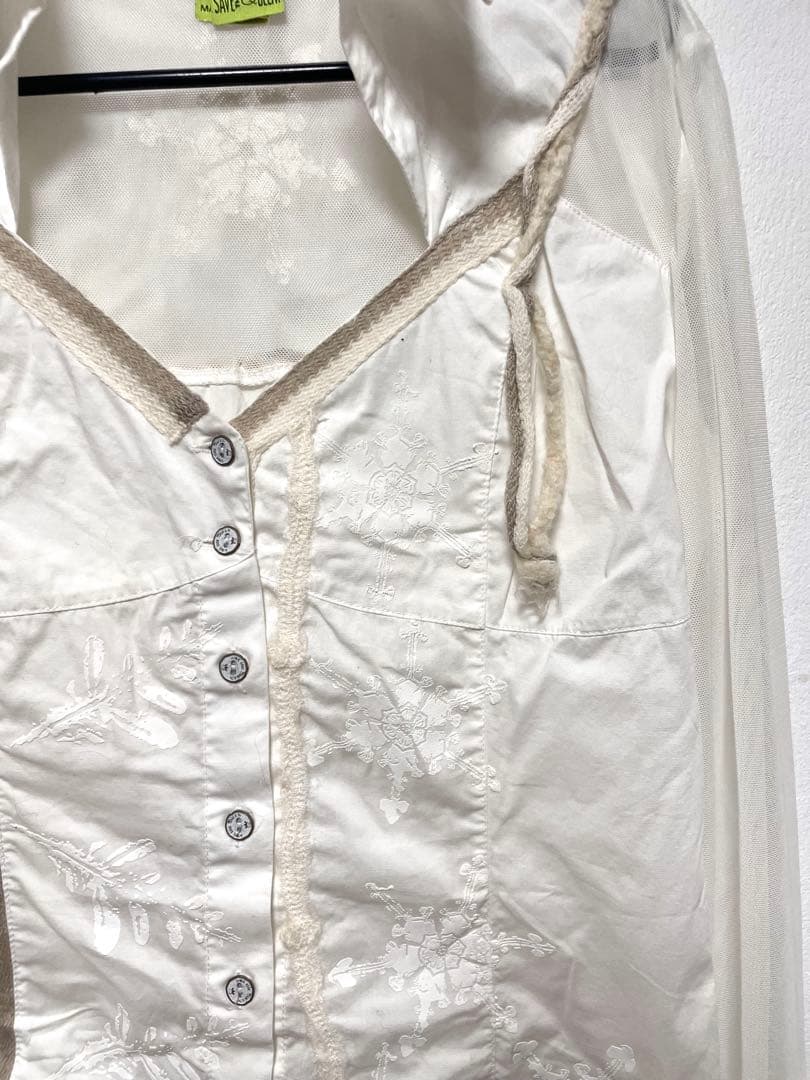 SAVE THE QUEEN 平成ギャルy2k レース長袖シャツ　白いカットソー