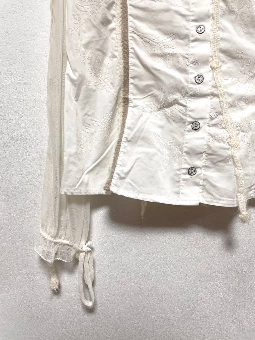 SAVE THE QUEEN 平成ギャルy2k レース長袖シャツ　白いカットソー