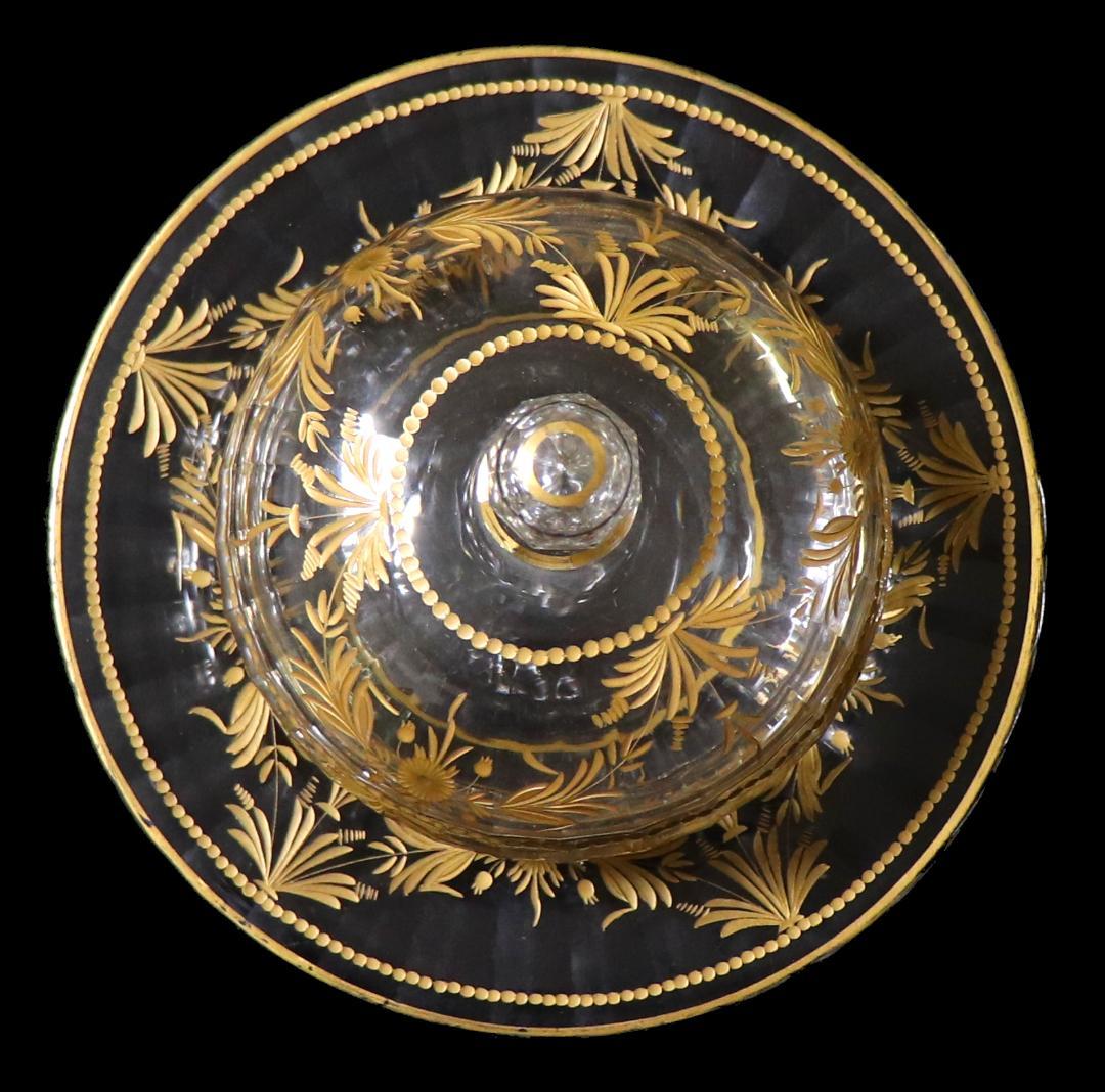 オールド・バカラ 最高級 1900年頃 金彩花柄 大型 蓋物&ソーサー 小物入れ