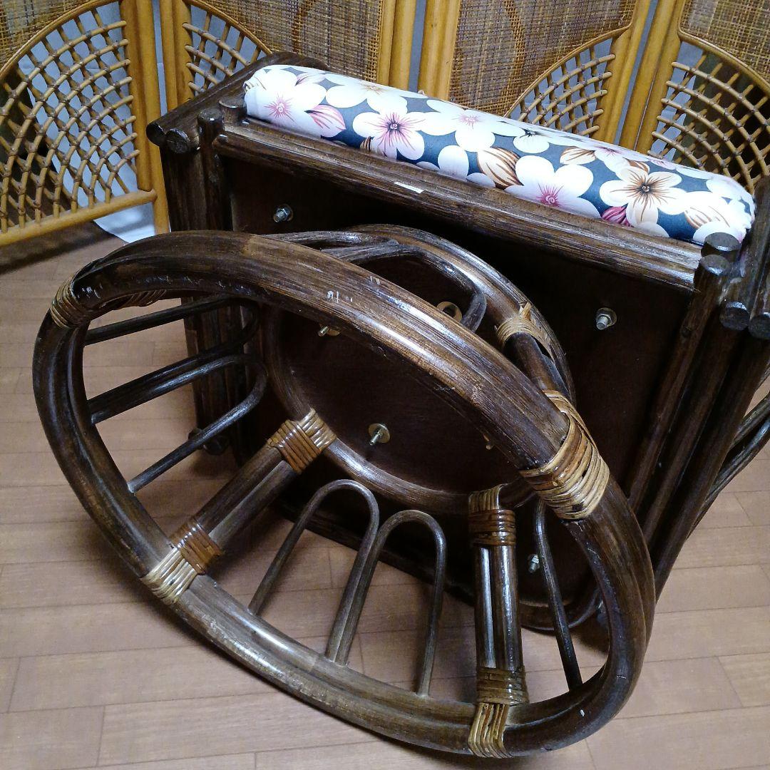 天然籐リクライニング回転座椅子　籐製 ラタン製