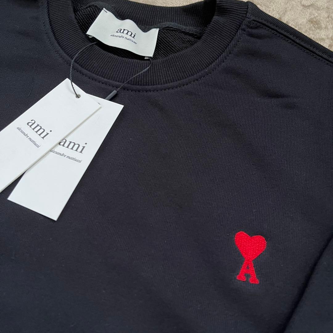 新品タグ付 ami アミパリス ブラック黒 スウェット トレーナー Lサイズ