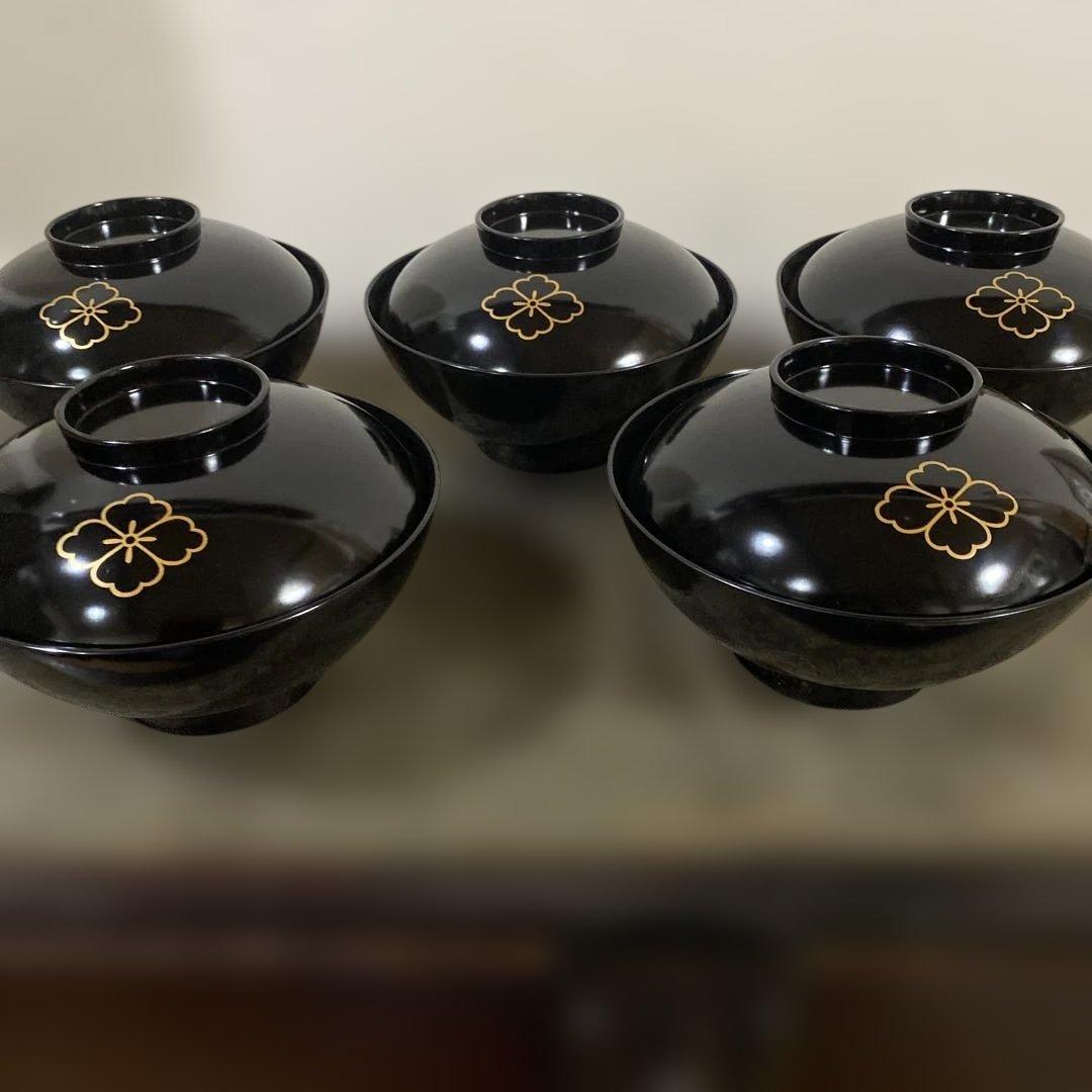 茶道具　輪島塗　煮物椀　懐石道具　5個　大振り
