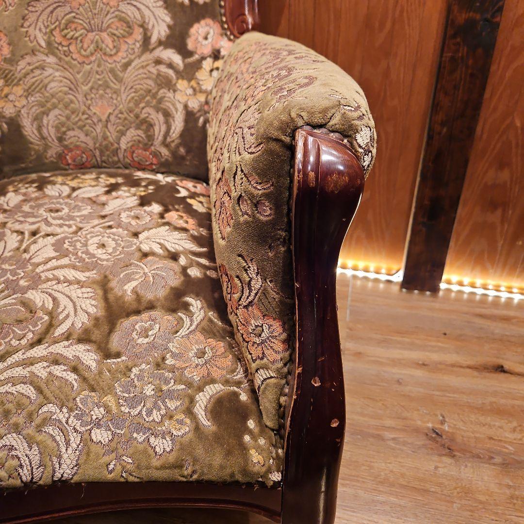 イタリア製 ヴィンテージソファ 金華山織 猫脚ソファ Ｂ パーソナルチェア