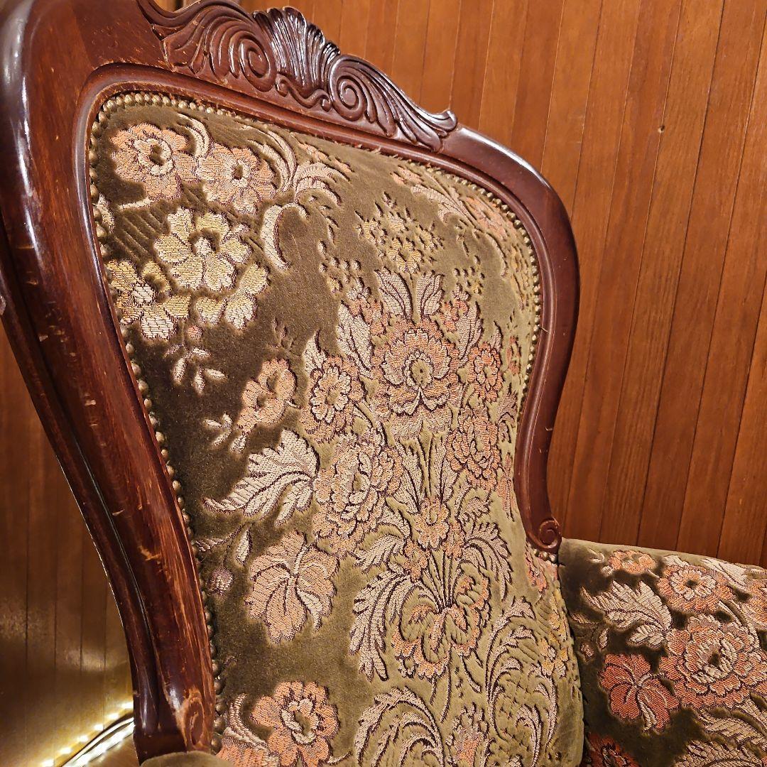 イタリア製 ヴィンテージソファ 金華山織 猫脚ソファ Ｂ パーソナルチェア