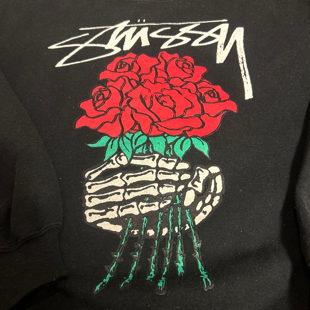 か*ー様 STUSSY ステューシー ローズ 薔薇 スカルハンド プリント スウ