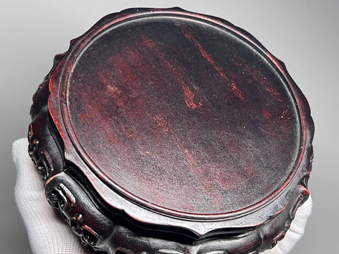 古美術　唐木紫檀底座　香炉台　花台　瓶座　飾り台　木製　素工　木座　仏像台