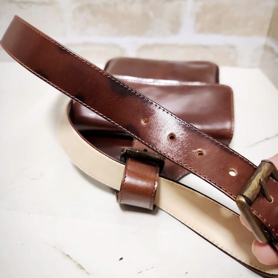 ★Ferragamo 【フェラガモ】レザー ベルトポーチ ブラウン 珍品レア