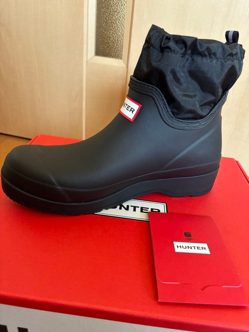 【新品・未使用品】HUNTER ハンタープレイショートトラベルブーツ 長靴　黒