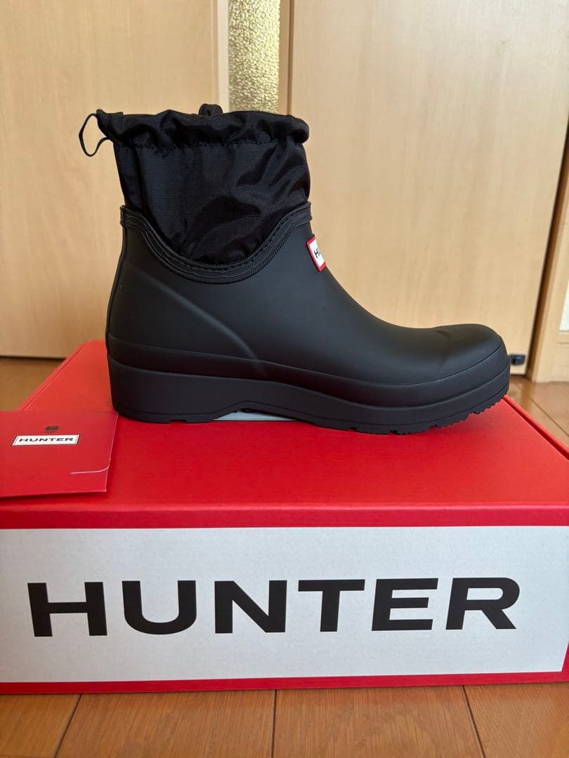 【新品・未使用品】HUNTER ハンタープレイショートトラベルブーツ 長靴　黒