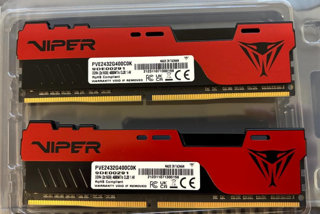 Viper DDR4 4000MHz 16GB x 2枚
