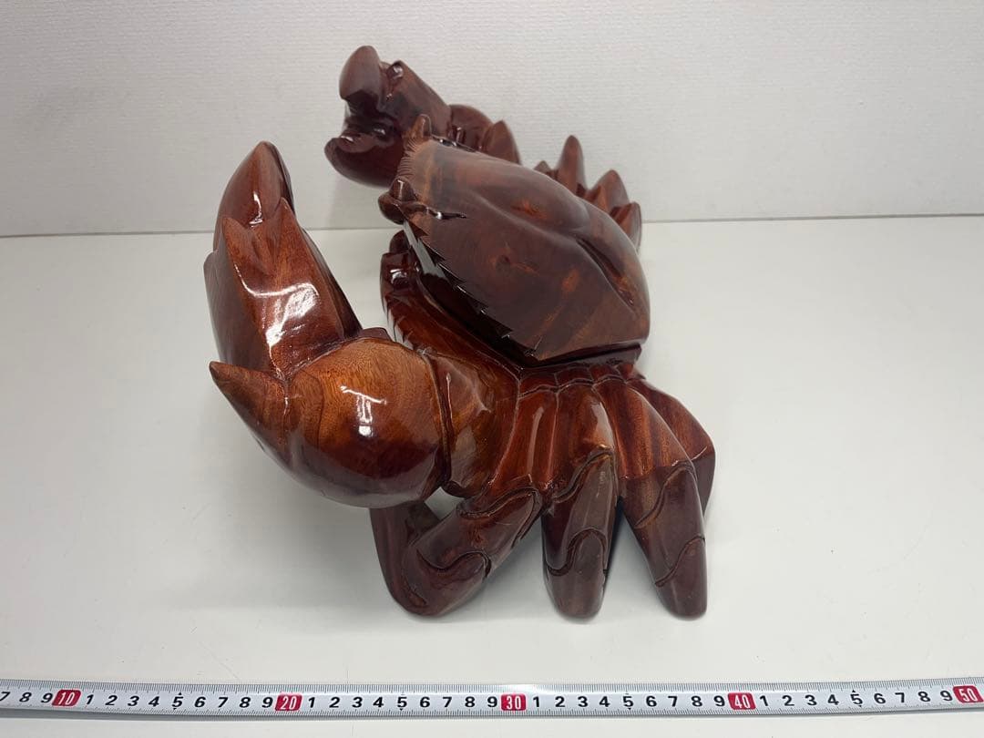 稀少 木彫り 大きい 蟹 カニ 木製 置物 木工 工芸品 飾り 隠し収納
