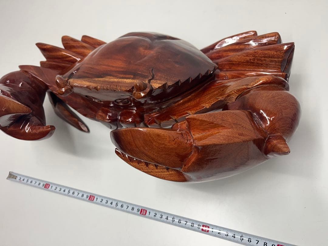 稀少 木彫り 大きい 蟹 カニ 木製 置物 木工 工芸品 飾り 隠し収納