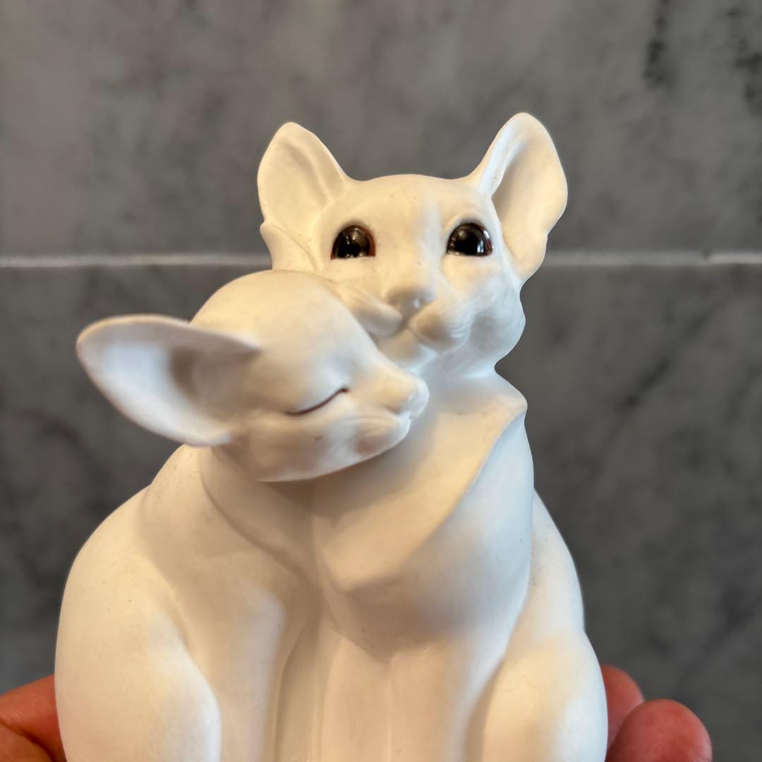 アメリカ70年代　生きているように美しい瞳で寄り添う姿にキュンとする猫の陶器