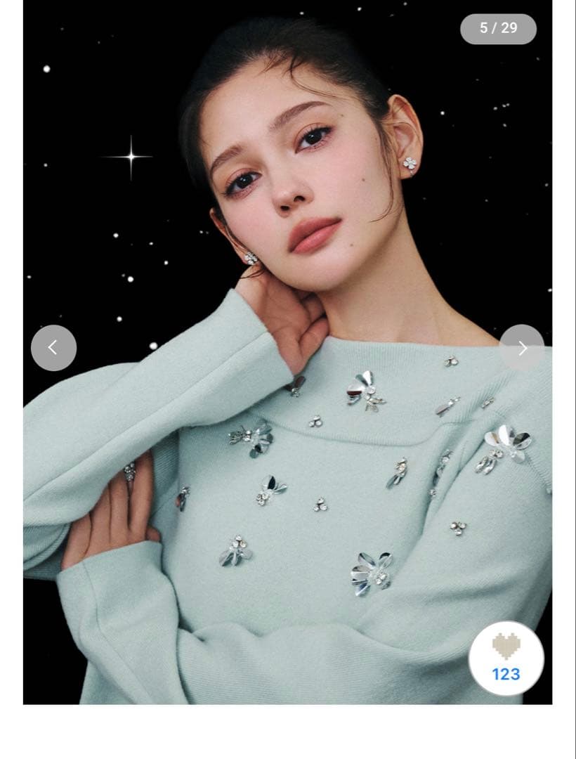 CELFORD ペダルビジューニットワンピース　ミント