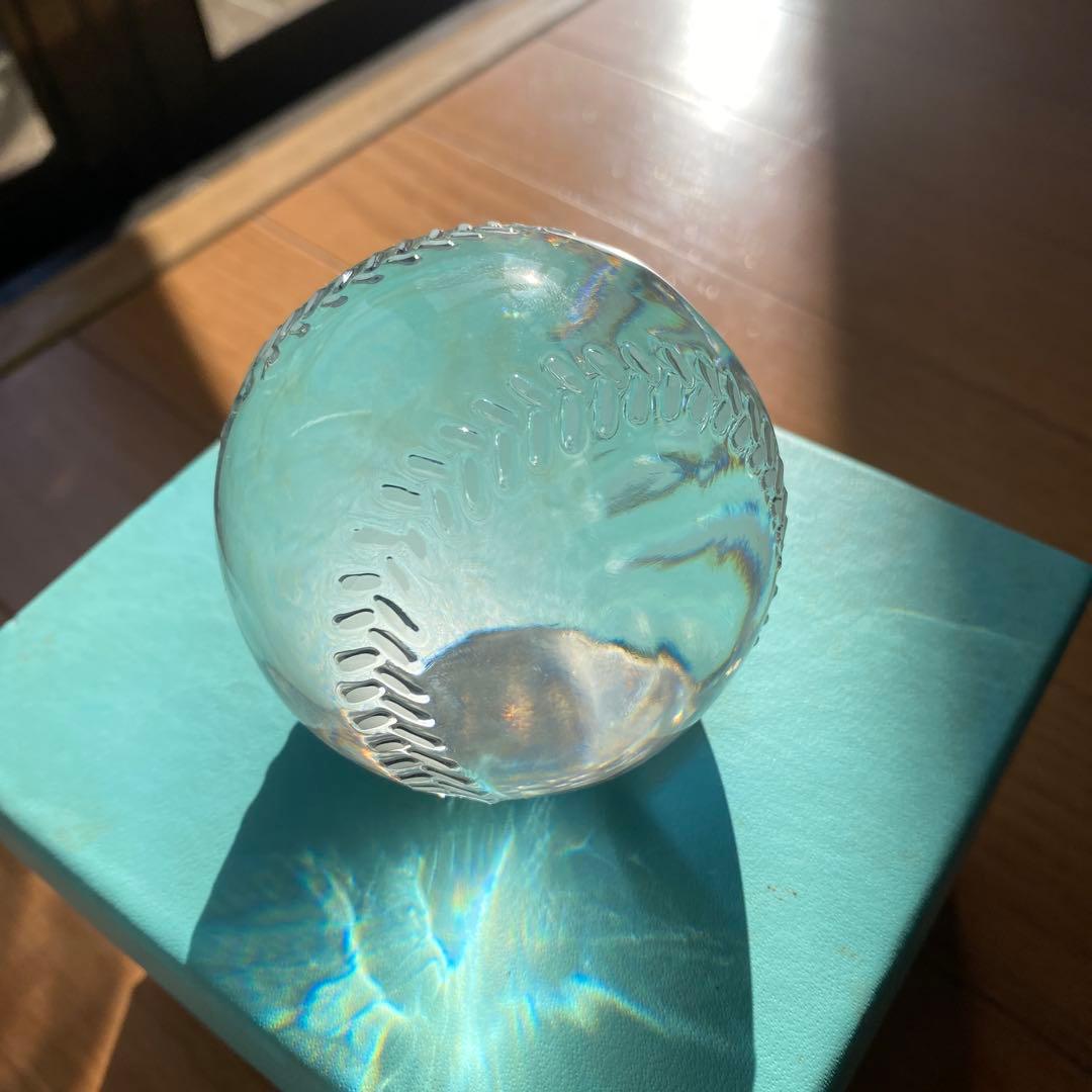 ティファニー　ペーパーウエイト　クリスタル　野球ボール　極美品