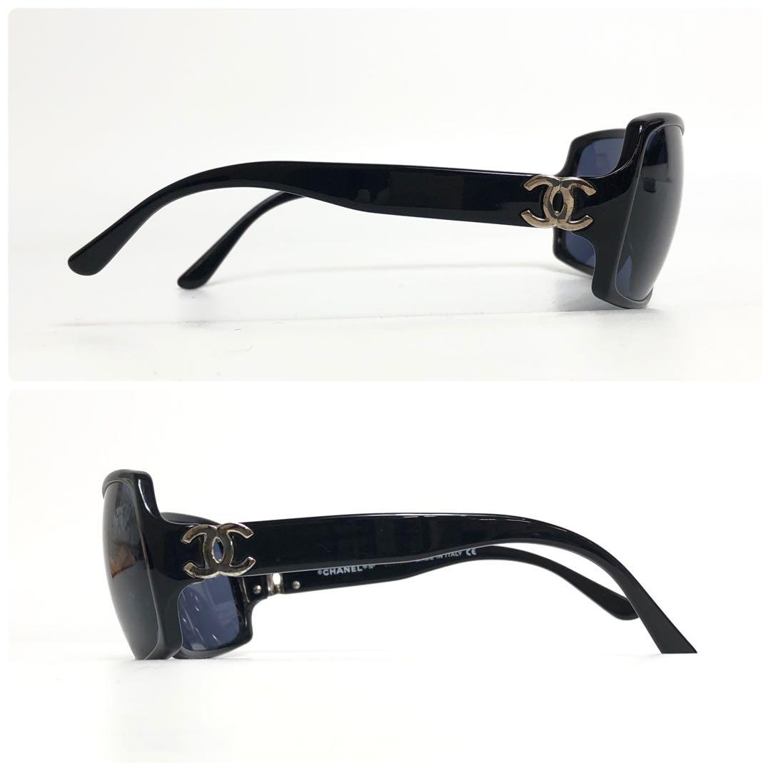 ★8F069 シャネル サングラス ココマーク シルバー金具 ブラック 黒