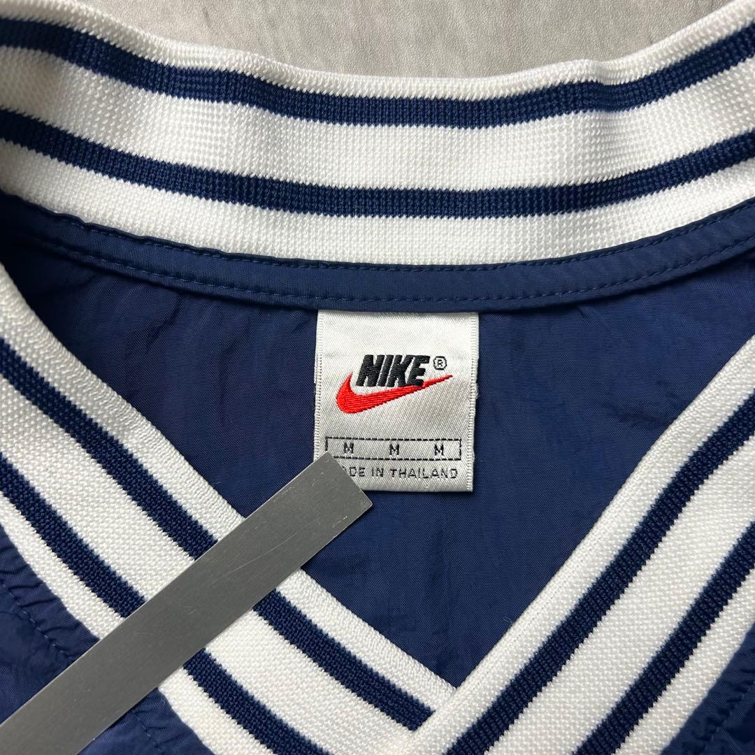 ナイキ 刺繍ロゴ 90s ナイロンジャケットプルオーバー ネイビー M 6057