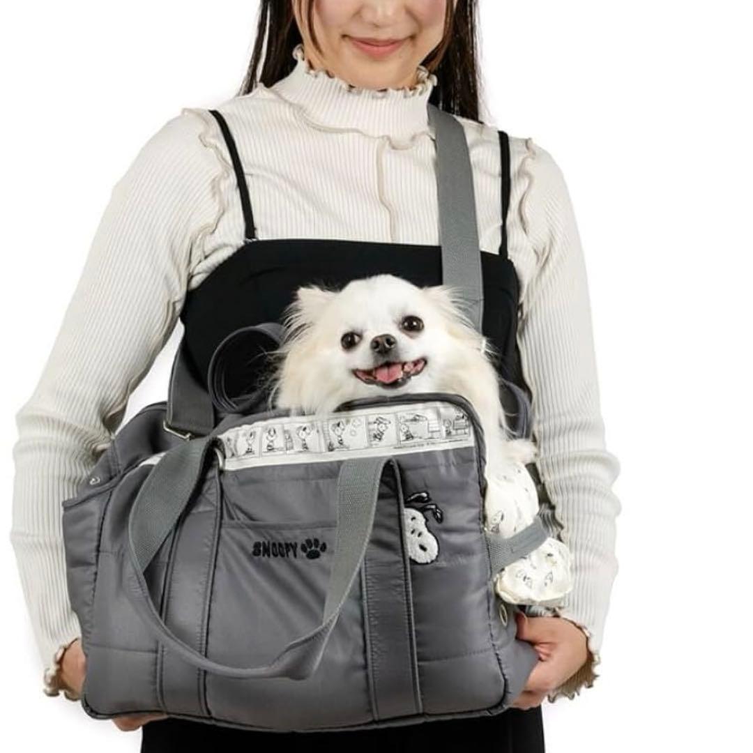 SNOOPY 犬用キャリーバッグ グレー