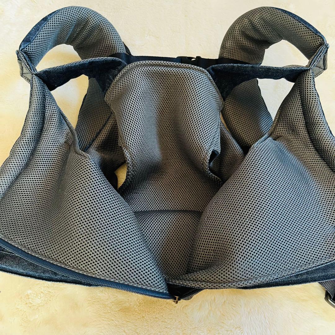 【美品✨】キューズベリー nico デニムオールメッシュ 抱っこ紐　腰パッド付き