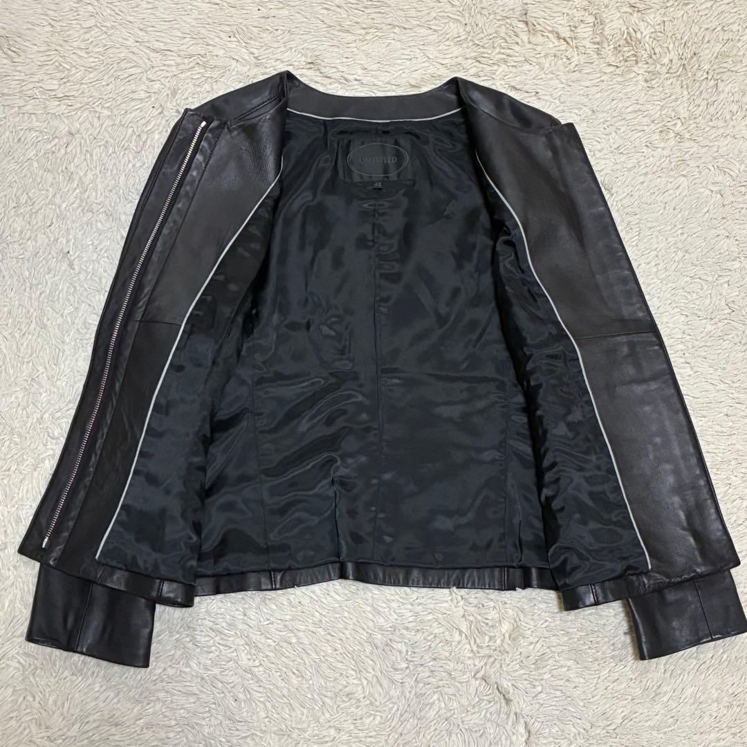UNTITLED 【美品】42 黒 XL 羊革 ラムレザー ノーカラー レザー