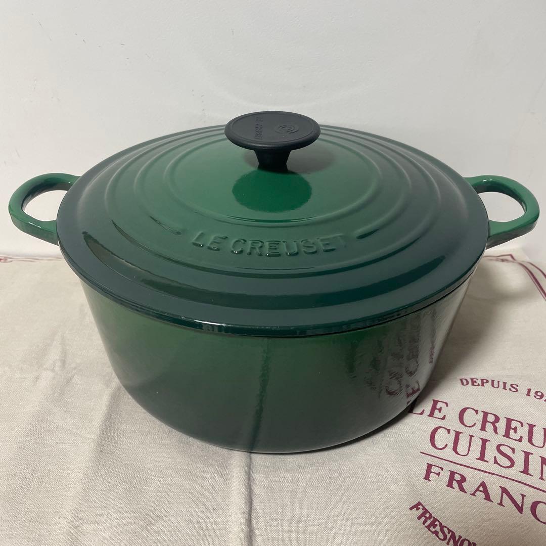 《希少》ルクルーゼ 24cm 希少 カクタスグリーン ココットロンド