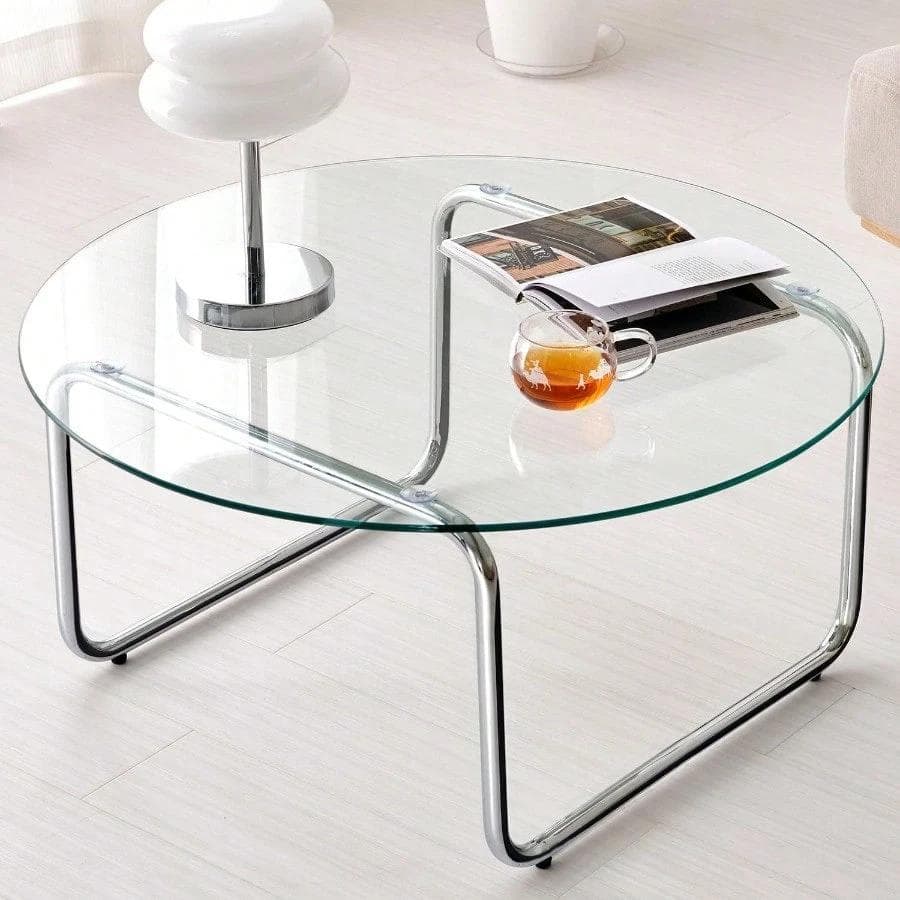 ガラスローテーブル 80cm