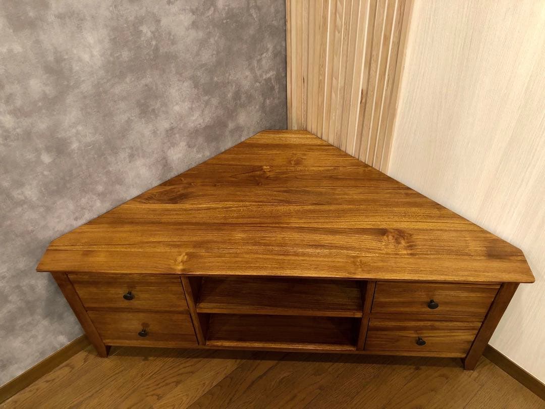 ギギリビング コーナーテレビ台 テレビボード チーク材 無垢材 木製 マボガニー