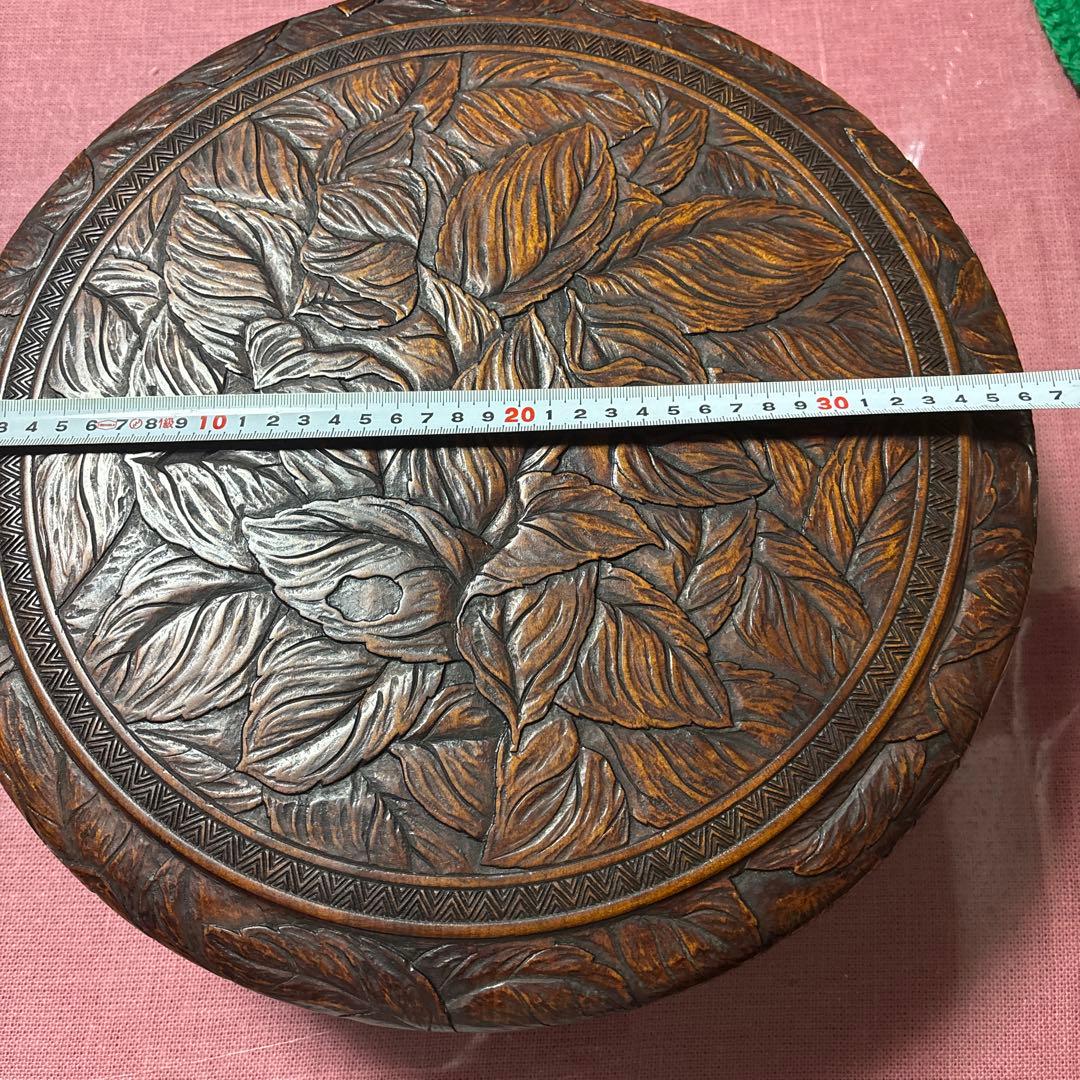 昭和时期木製 ふき子作 葉の彫刻