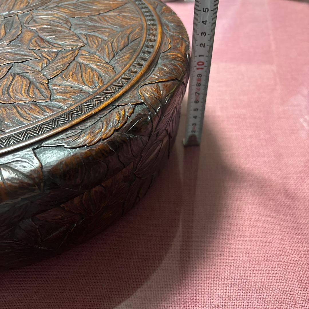 昭和时期木製 ふき子作 葉の彫刻