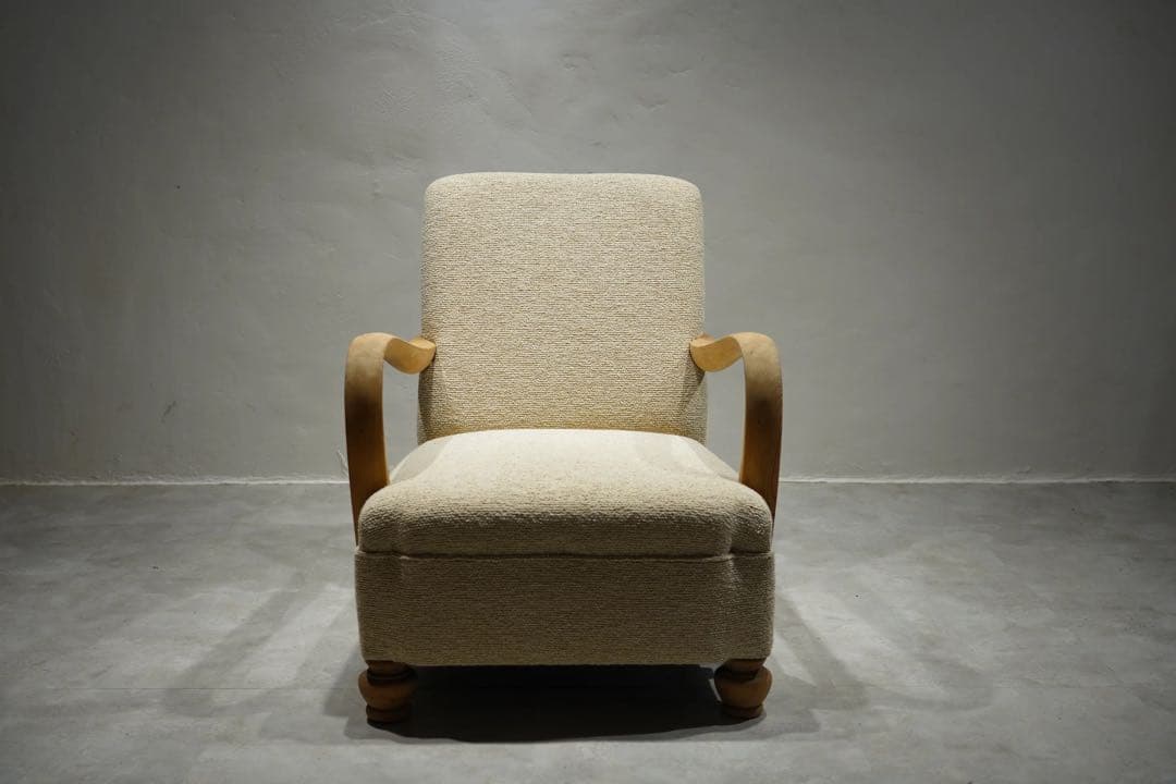 大正時代　1人掛けソファ　アンティークチェア　ブリッジアーム　栗材