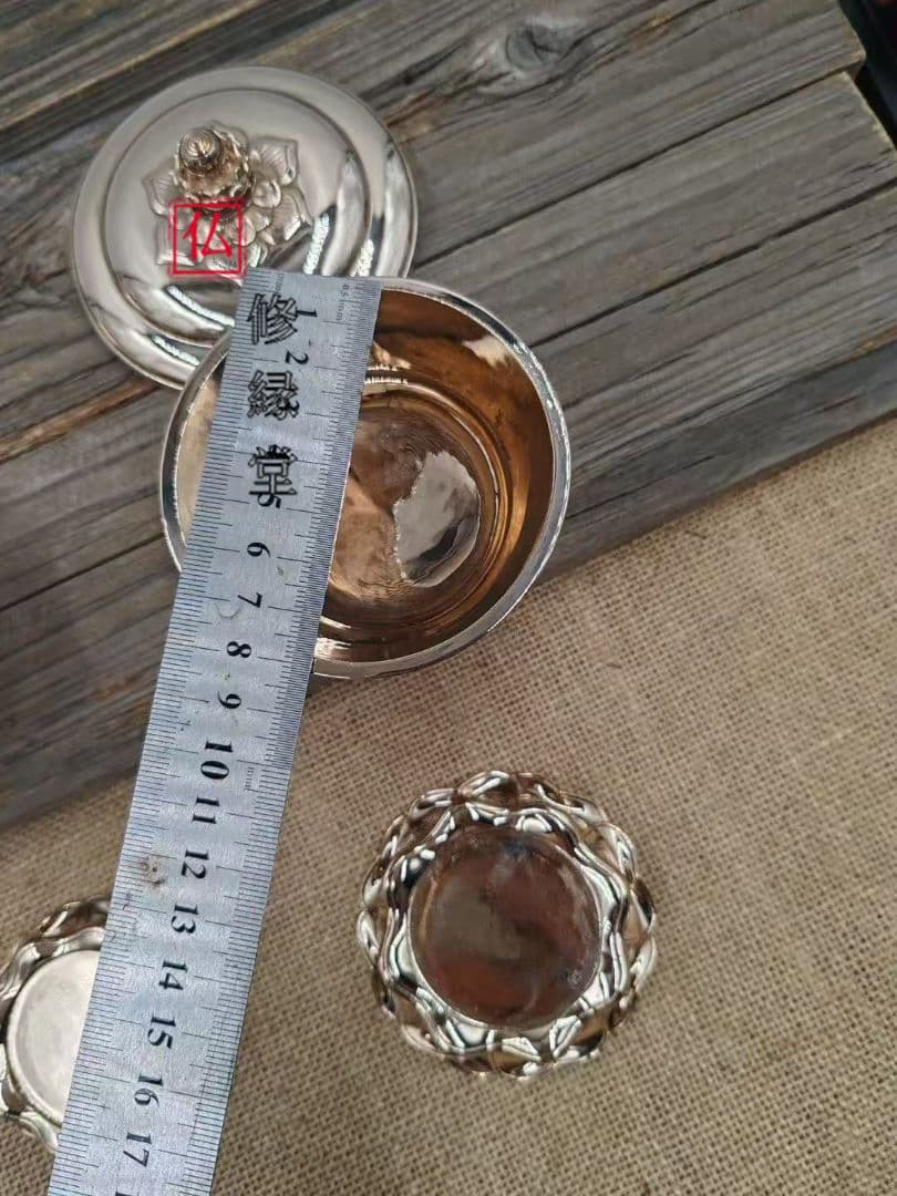 【修縁堂】密教法具古美術品 宝珠型 塗洒二器