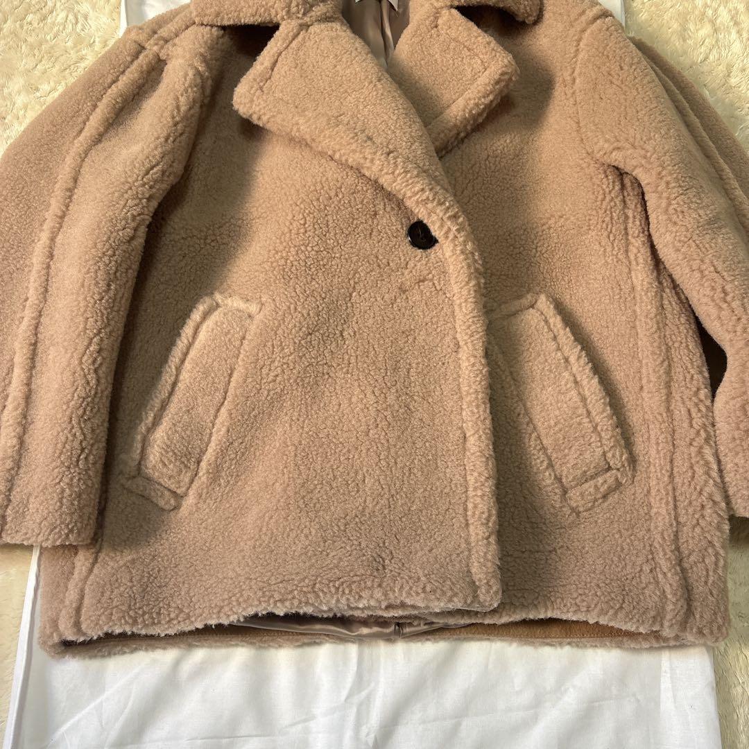 未使用に近い CINOH 2024AW ボア ミドルコート ベージュ 36