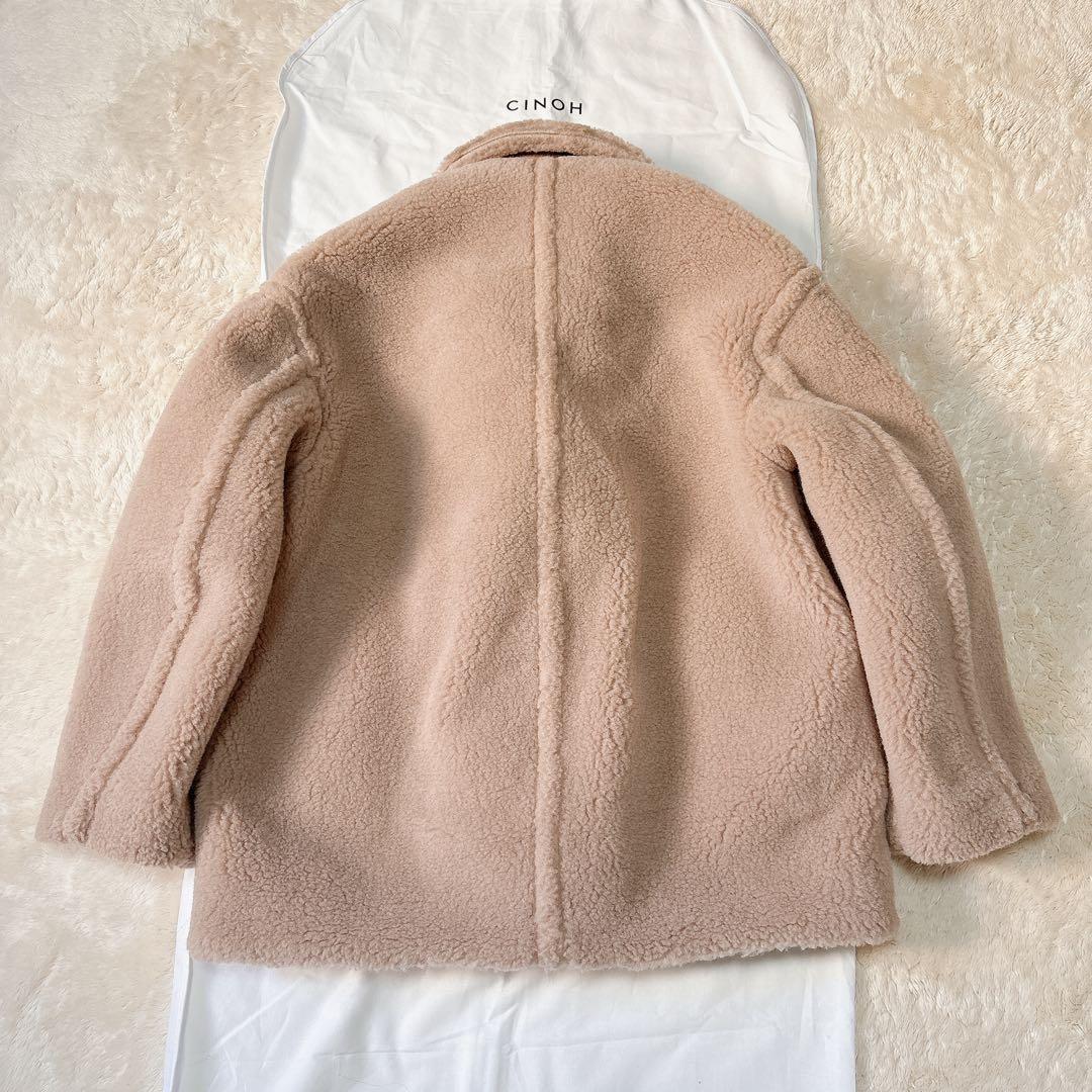 未使用に近い CINOH 2024AW ボア ミドルコート ベージュ 36