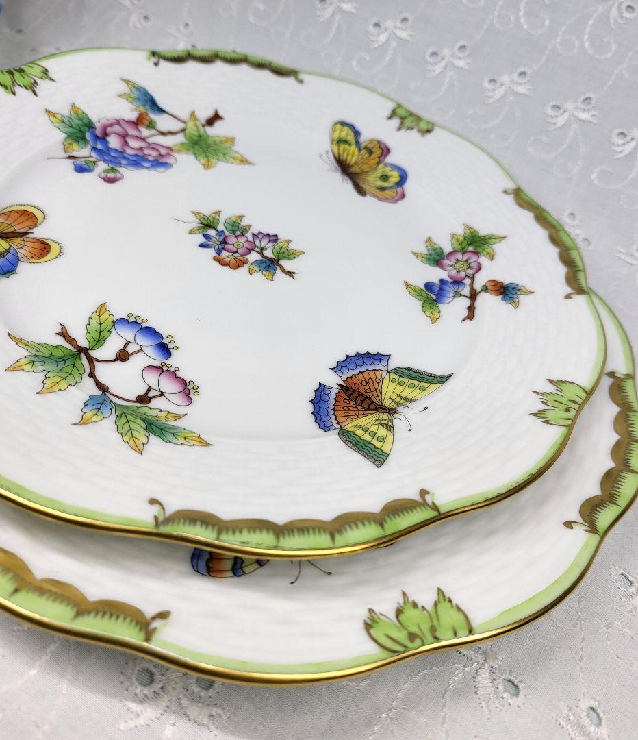 未使用近✨ヘレンド ヴィクトリアブーケ サラダ デザート プレート19 皿花蝶①