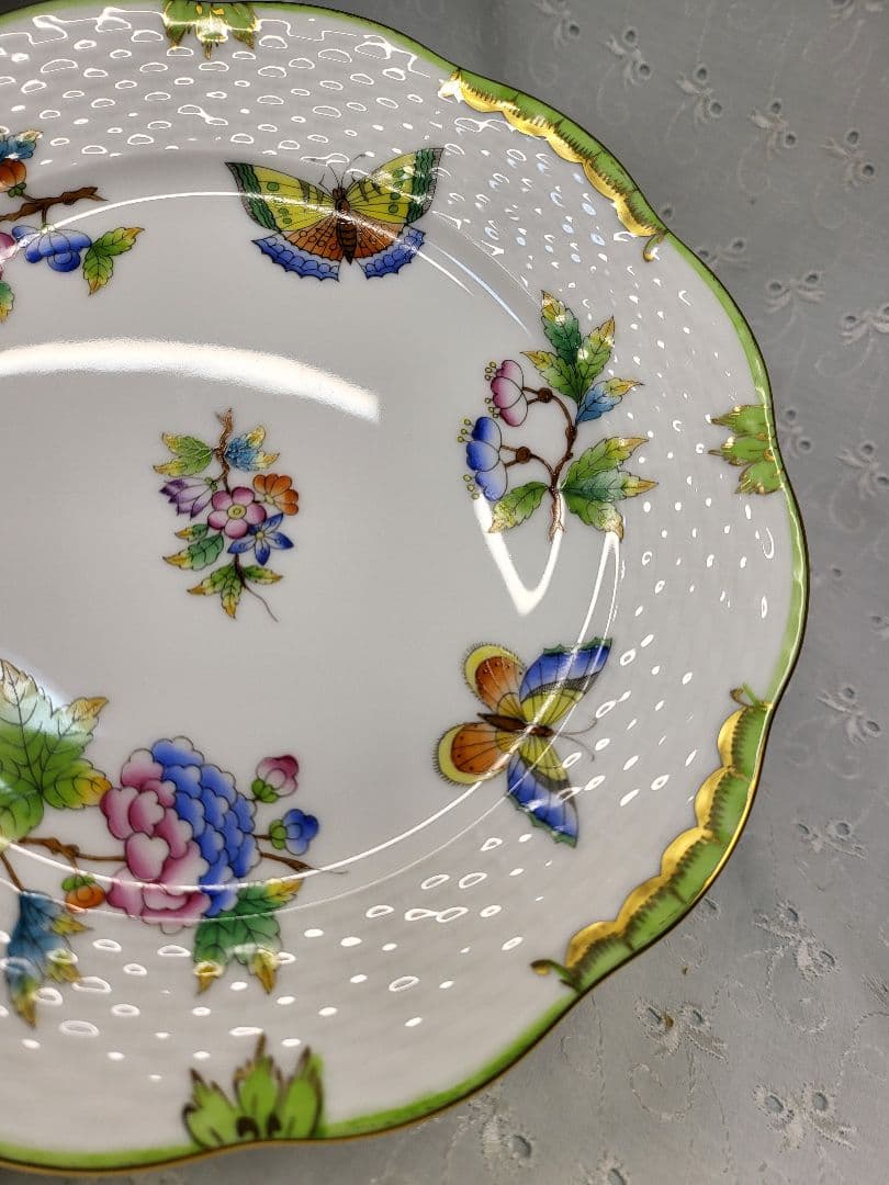 未使用近✨ヘレンド ヴィクトリアブーケ サラダ デザート プレート19 皿花蝶①