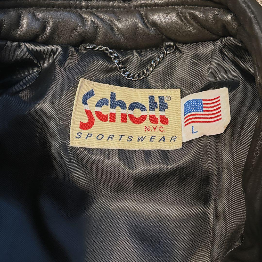 Schott(ラムレザーモーターサイクルダウンジャケット L)