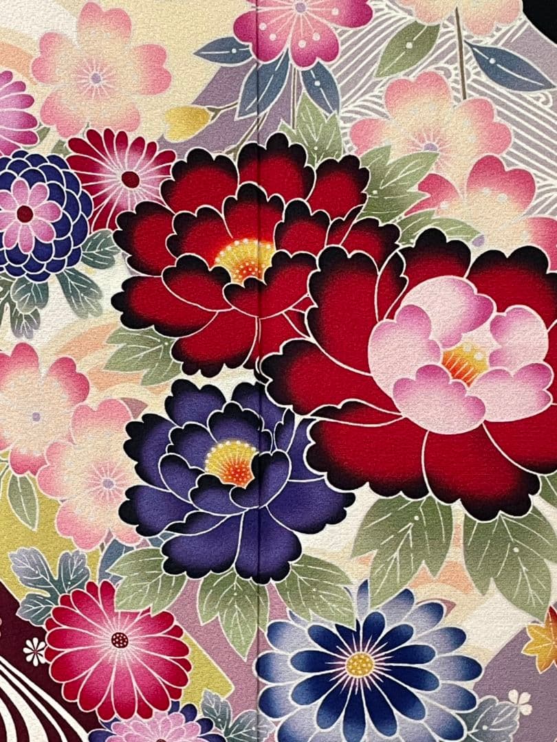 売約済み【WA-Modern】★★正絹　京紅型　黒地　振袖単品