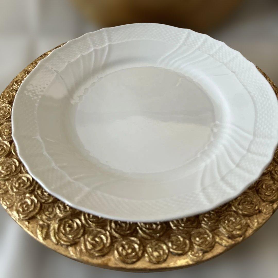 クリスマスプレートセット　 ６枚組　　ゴールド 薔薇模様 アンダープレート