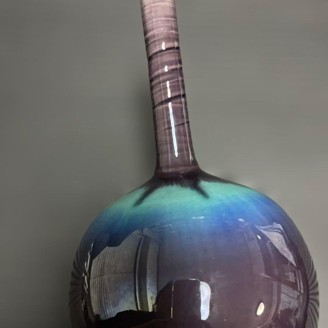 人間国宝 三代 徳田八十吉 (造) 高20㎝共箱 九谷焼 花器 華道具 陶磁器