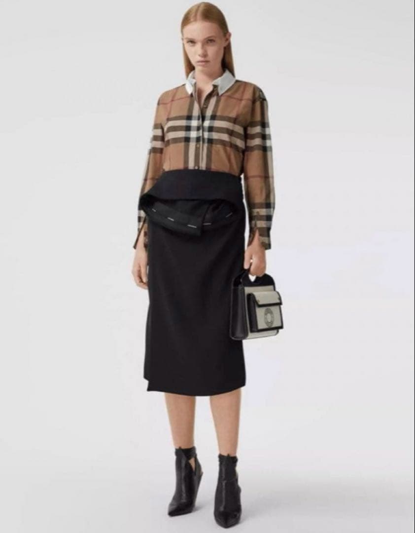 【極美品】現行BURBERRY コットンポプリンオーバーサイズシャツSサイズ