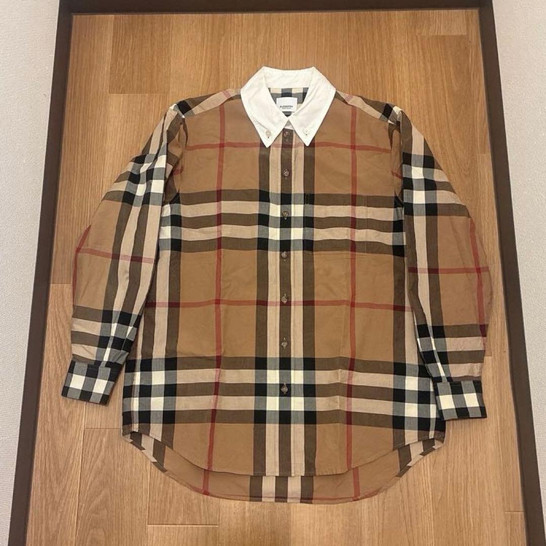 【極美品】現行BURBERRY コットンポプリンオーバーサイズシャツSサイズ