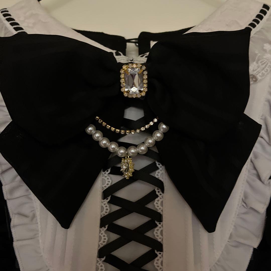 LIZLISA シアーチェックエプロンフリルワンピース