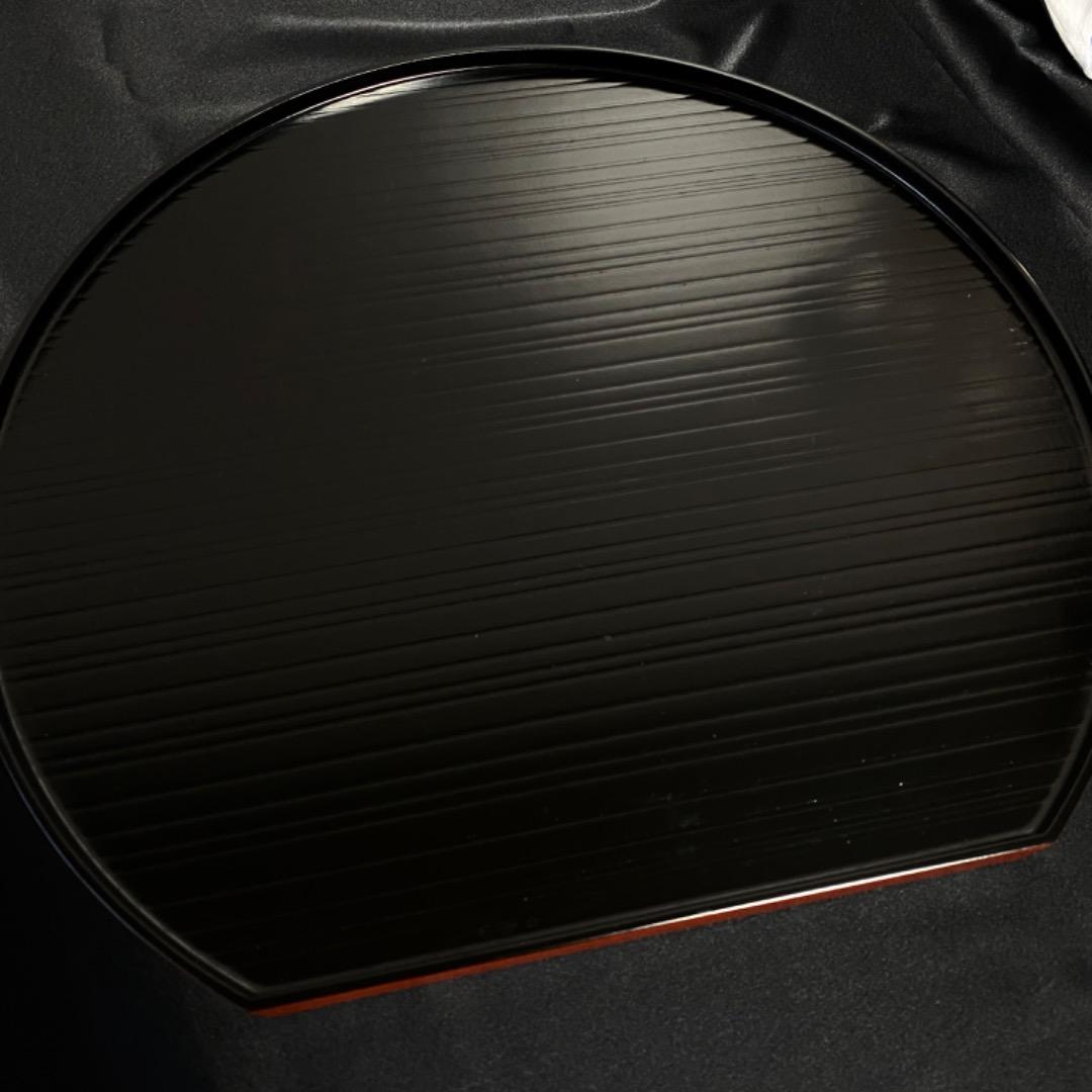 珍味入れ&半月膳５客 セット 金箔 山中塗 手描蒔絵 小皿 金彩 小鉢 正月