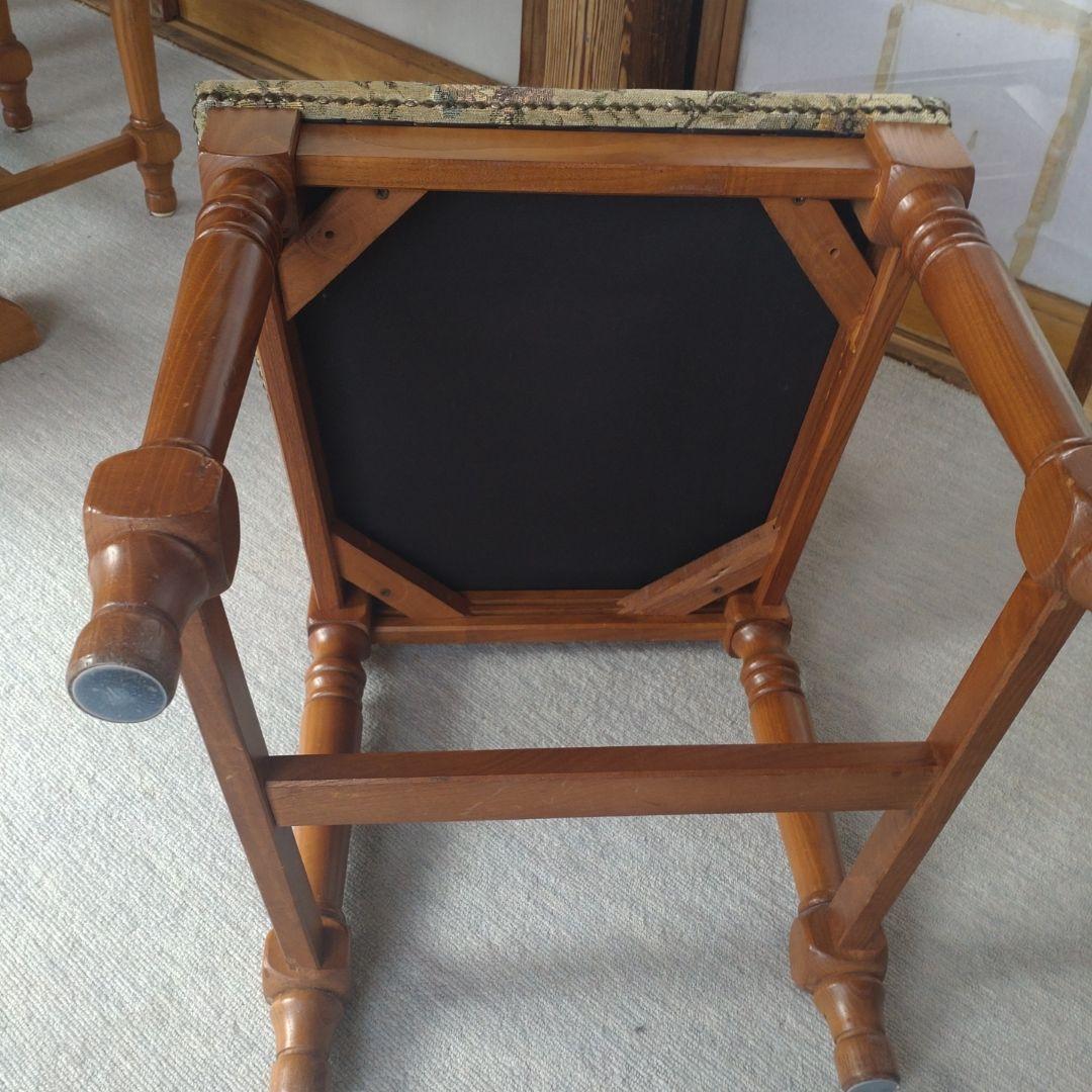 【英国アンティーク調】ダイニングチェア ゴブラン織 花柄 鋲打ち 木製　2/4