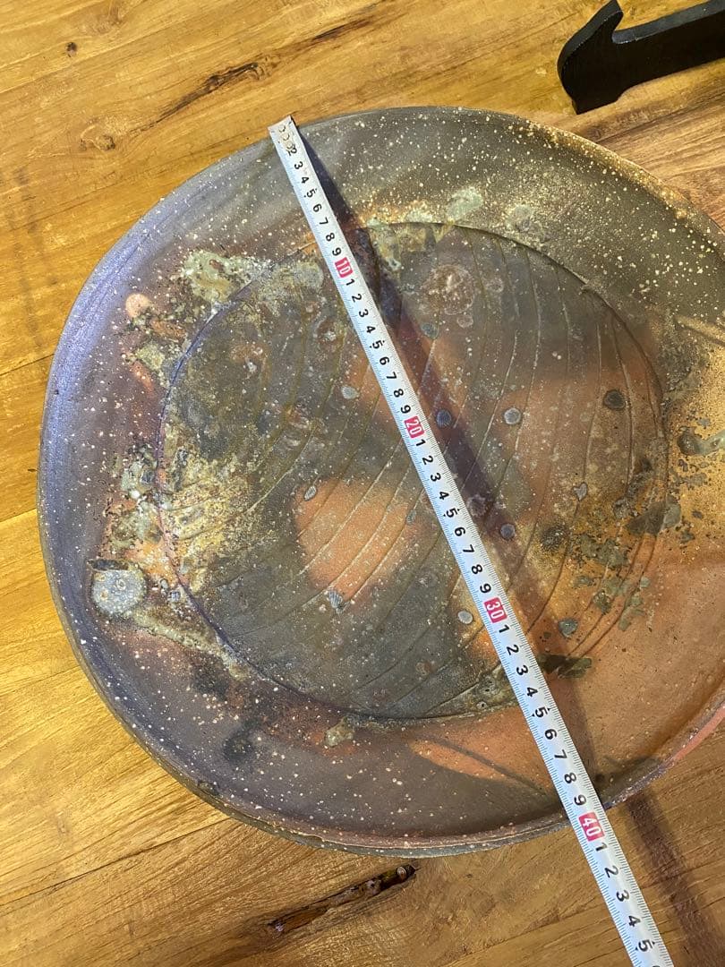 備前焼　大皿　飾り皿　皿立て付　焼物　食器　骨董　置物