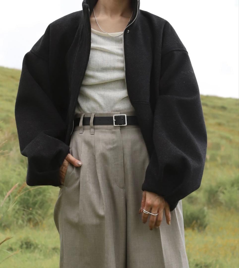 Reurie ダブルジップショートウールコート ブラック レウリィ