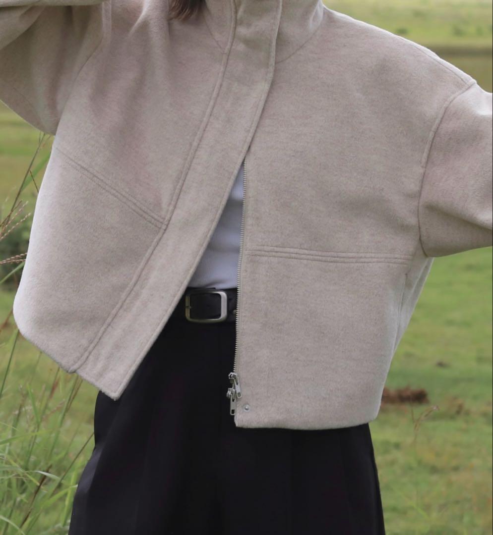 Reurie ダブルジップショートウールコート ブラック レウリィ