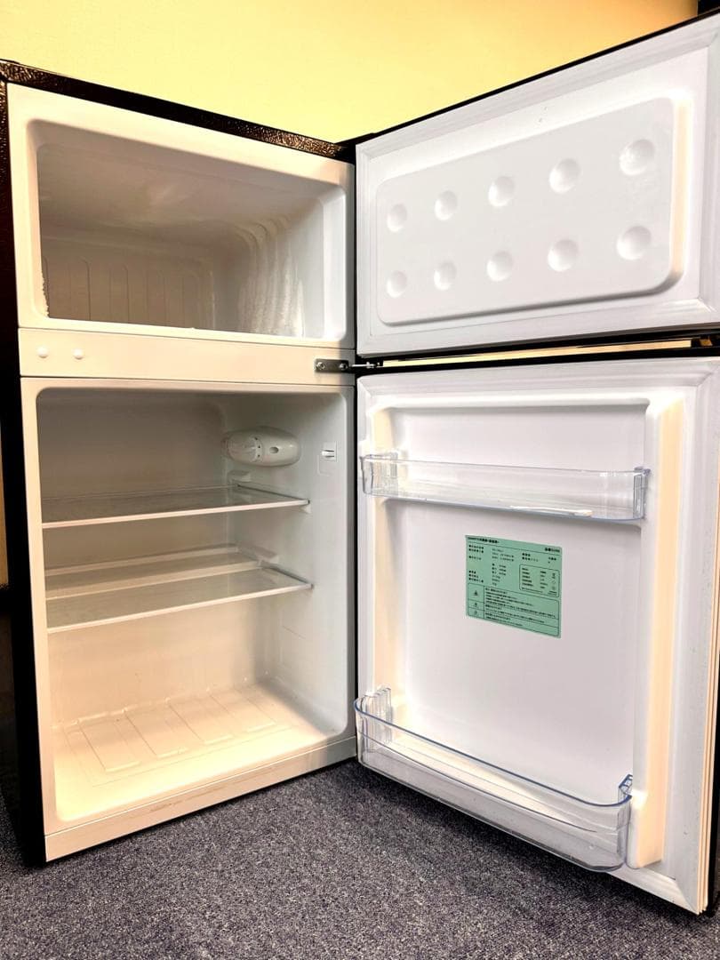 SAMKYO 冷蔵庫 95L 2ドア 小型 GU90 ブラック（右開き）