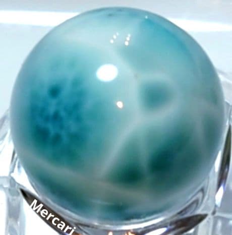 高品質ラリマー　スフィア　大玉22.3mm サッカーボール模様　極上海面模様