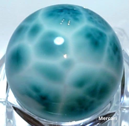 高品質ラリマー　スフィア　大玉22.3mm サッカーボール模様　極上海面模様